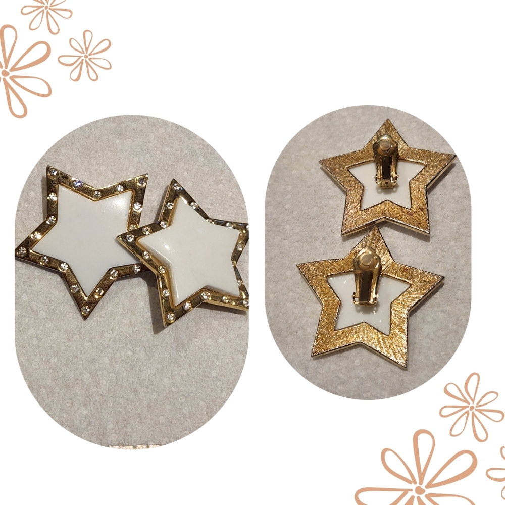 Large Vintage star Clip earrings